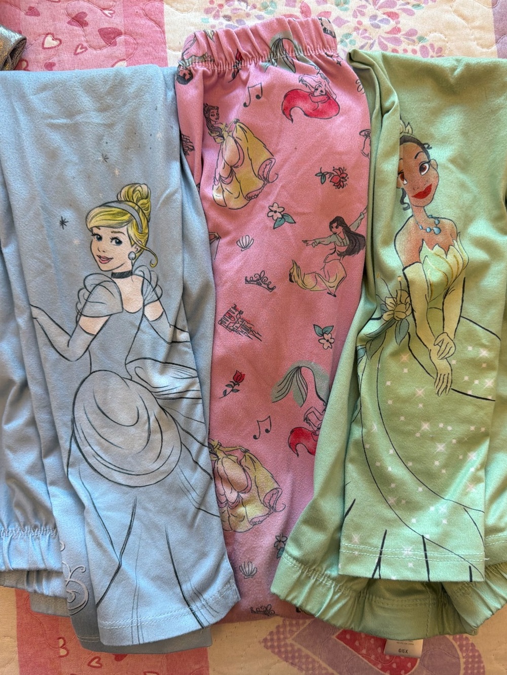 Disney Princess Kids Pajama Bottoms - Blue, Pink, Green